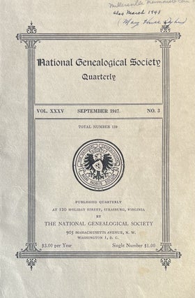 Item #1019251 National Genealogical Society Quarterly Vol. XXXV, No. 3, September 1947. NA