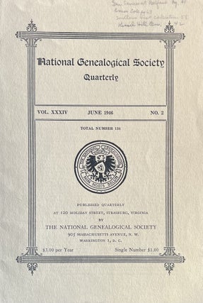 Item #1019252 National Genealogical Society Quarterly Vol. XXXIV, No. 2, June 1946. NA