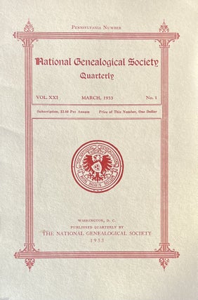 Item #1019254 National Genealogical Society Quarterly Vol. XXI, No. 3, MarchÊ 1933. NA