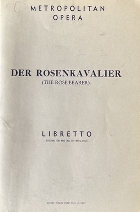 Item #11052360 Libretto for "Der Rosenkavalier" ["The Rose Bearer" Richard Strauss