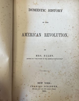 Domestic History of the American Revolution
