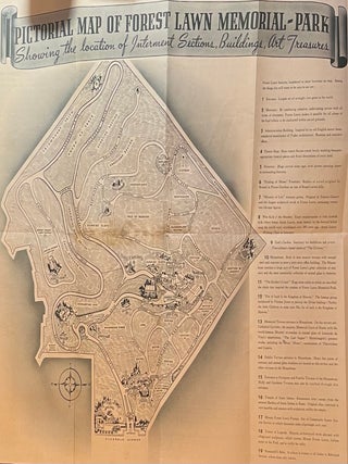 Pictorial Map of Forest Lawn Memorial-Park Showing the Location of Internment Sections, Buildings and Art Treasures and The Little Churches of Forest Lawn: The Little Church of the Flowers, The Wee Kirk O' the Heather