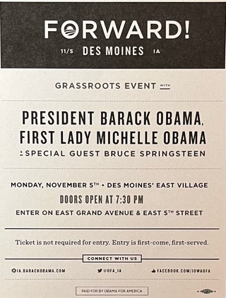 Item #11202338 Invitation to a Des Moines IA Campaign Grassroots Event with President Barack...