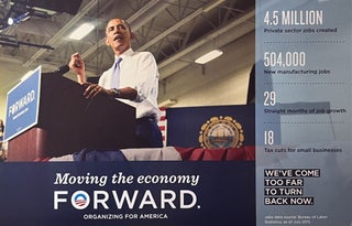 Item #11202340 "Moving the Economy Forward" 2012 Obama Presidential Campaign Postcard. Obama for...