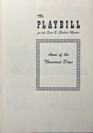 Item #11232331 The Playbill for the Sam S. Shubert Theatre's Performance of "Anne of the Thousand...