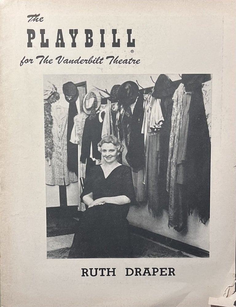 Item #11232366 The Playbill for the Belasco Theatre's Production of "Ruth Draper" February 15, 1954. Barbara Blake.