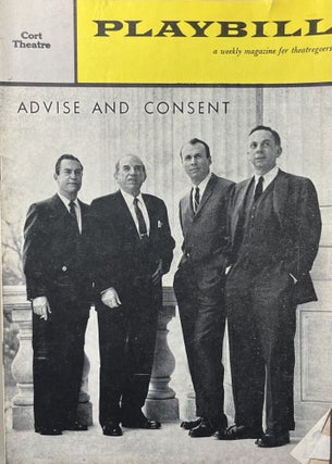 Item #11232385 Playbill for "Advise and Consent" at the Cort Theatre, New York City. Barbara Blake