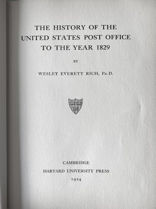 The History of the United States Post Office to the Year 1829