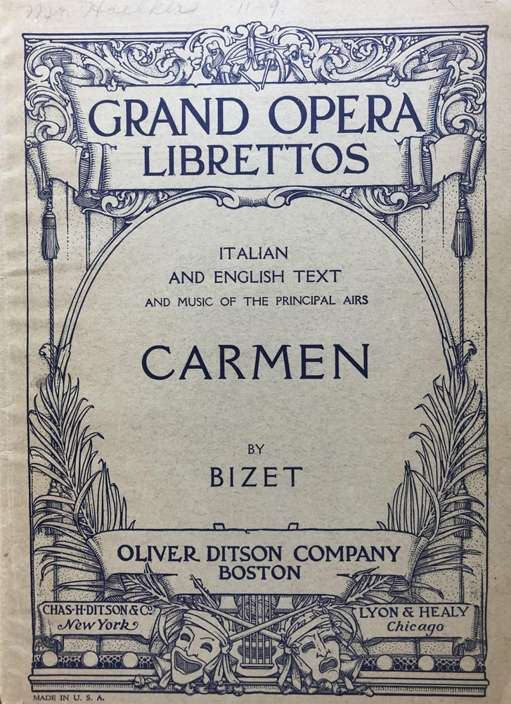 Item #200071 Grand Opera Librettos: Carmen. Georges Bizet.