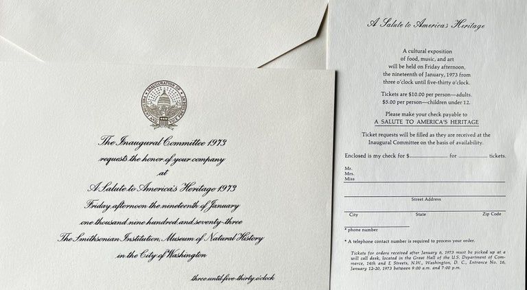 Item #2162311 Invitation to A Salute to America's Heritage 1973, January 19, 1973. The Inaugural Committee 1973.