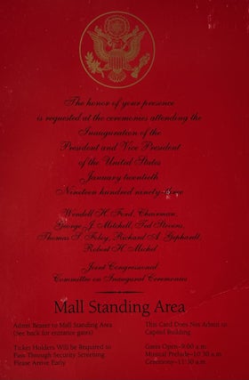 Item #2162316 Mall Standing Area Invitation to the Inauguration of President William Jefferson...
