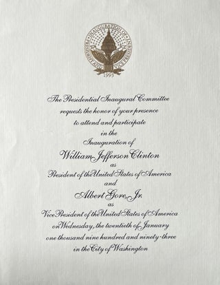 Item #216236 Invitation to the Inauguration of President William Jefferson Clinton and Vice...