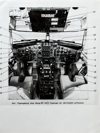 Item #227239 1960s Glossy Black and White Photo of a Lufthansa Airlines Boeing 707 Cockpit andÊ...