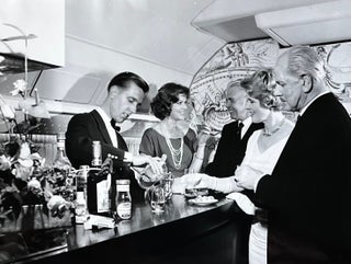 Item #227250 1960s Glossy Black and White Photo of Four First Class Passengers Enjoying the First...