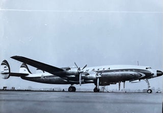 Item #227256 1970s Glossy Black and White Photo of a Lufthansa Lockheed Starliner L-1649 A....
