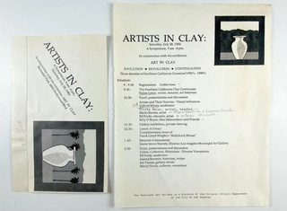 A Grouping of Materials from the July 28, 1984 Artists in Clay Symposium Held in Conjunction with the Exhibition "Art in Clay: Evolution, Revolution, Continuation-Three Decades of Southern California Ceramics, 1950s-1980s"