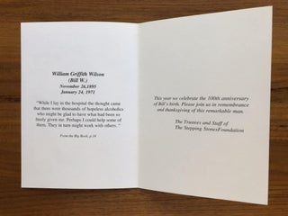 A Grouping of Five Blank Cards and Envelopes from the Trustees and Staff of the Stepping Stones Foundation celebrating Bill Wilson's 100th Birth Anniversary.