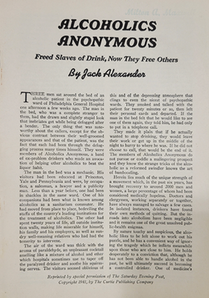 Item #300049 The Jack Alexander Article: Freed Slaves of Drink Now They Free Others. Alexander Jack