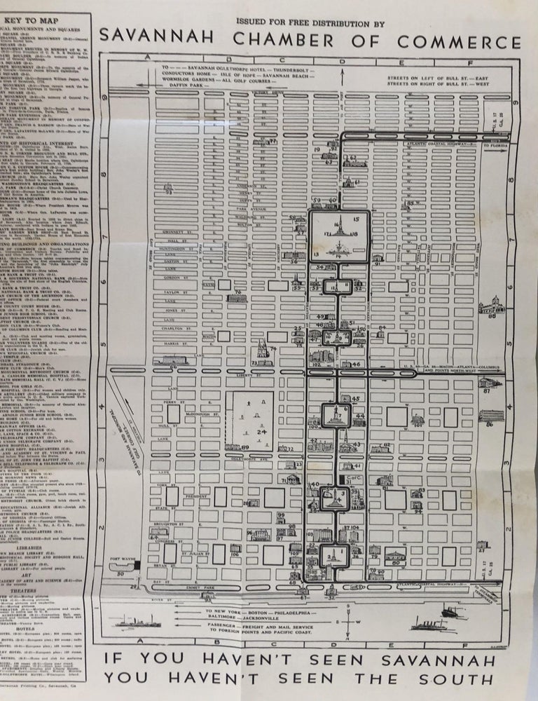 Item #300088 Map of Downtown Savannah Georgia. Savannah Chamber of Commerce, GA.