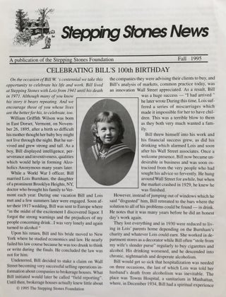Item #300353 Stepping Stones News, Fall 1995. Stepping Stones Foundation