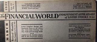 Item #300552 The Financial World Independent Appraisals of Listed Stocks. Vol. XV No. 3 Revised...