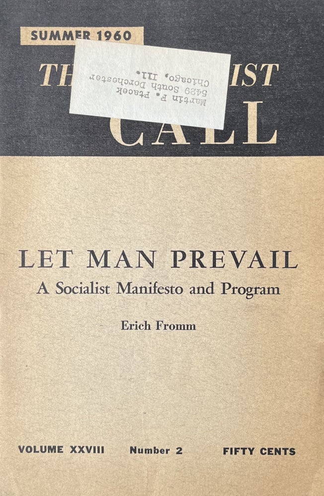 Item #300559 Let Man Prevail: A Socialist Manifesto and Program in The Call. Erich Fromm.