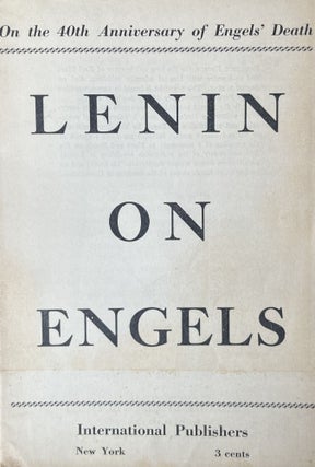 Item #300579 Lenin on Engels On the 40th Anniversary of Engels' Death. V I. Lenin