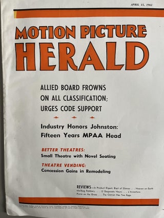Item #300588 Motion Picture Herald Magazine. 1961 issue April 15