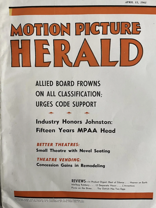 Item #300588 Motion Picture Herald Magazine, April 15, 1961