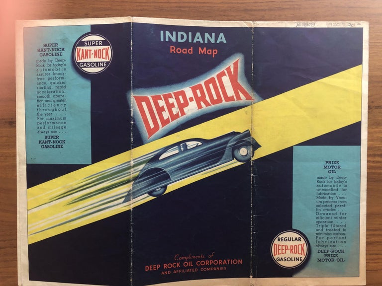 Item #300603 Indiana Deep Rock Color Road Map. Deep Rock Gasoline Company.