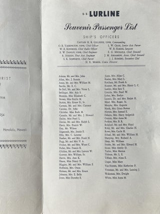 Lurline Passenger List