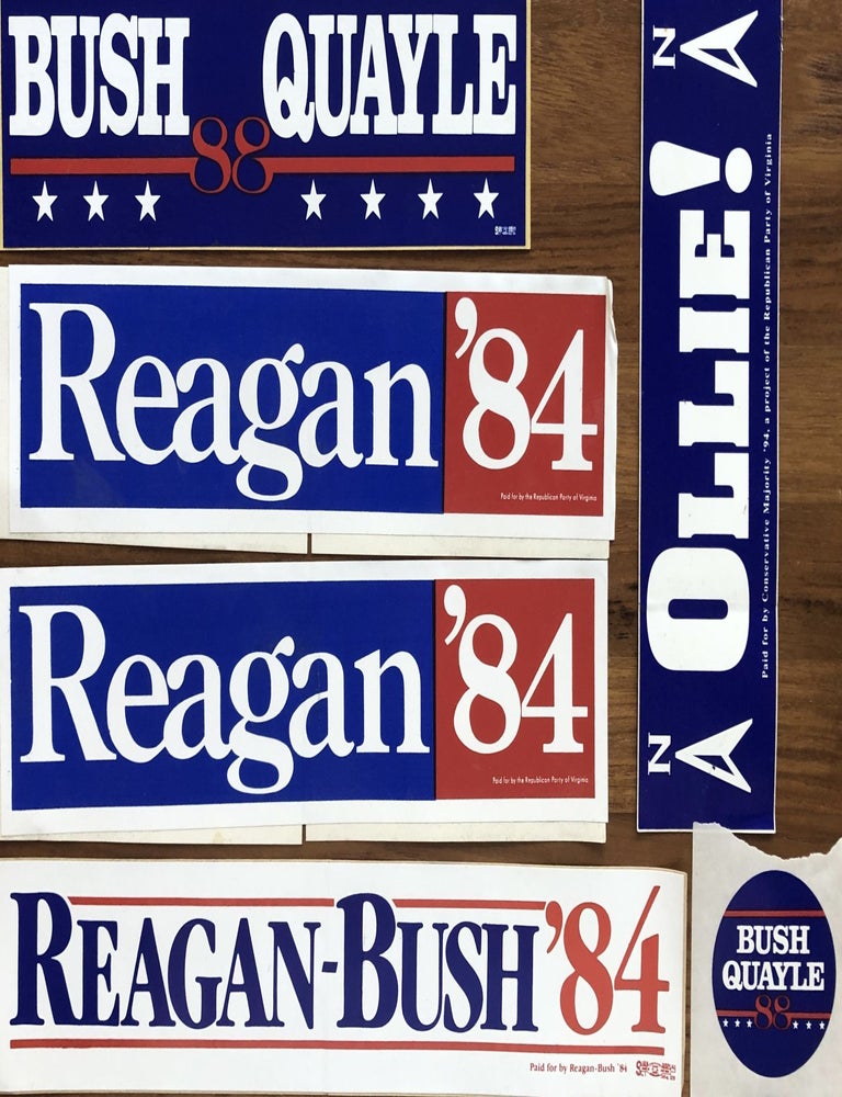 Item #300740 A Grouping of Reagan Bush Quayle 80s Campaign Bumper Stickers.