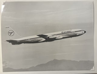 Item #3162438 Circa 1980s Glossy Black and White Press Photo of a Condor Air DAB0V Jet in Flight....