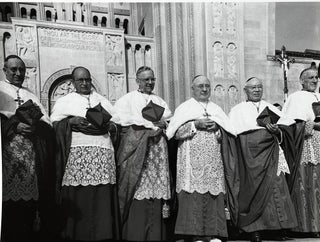 Item #318239 Mid-1960s Glossy Black and White Photo of Six U.S. Roman Catholic Cardinals standing...