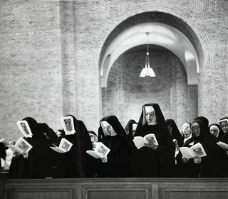 Item #318241 Mid-1960s Glossy Black and White Photo of a Group of Nuns at the Basilica of the...