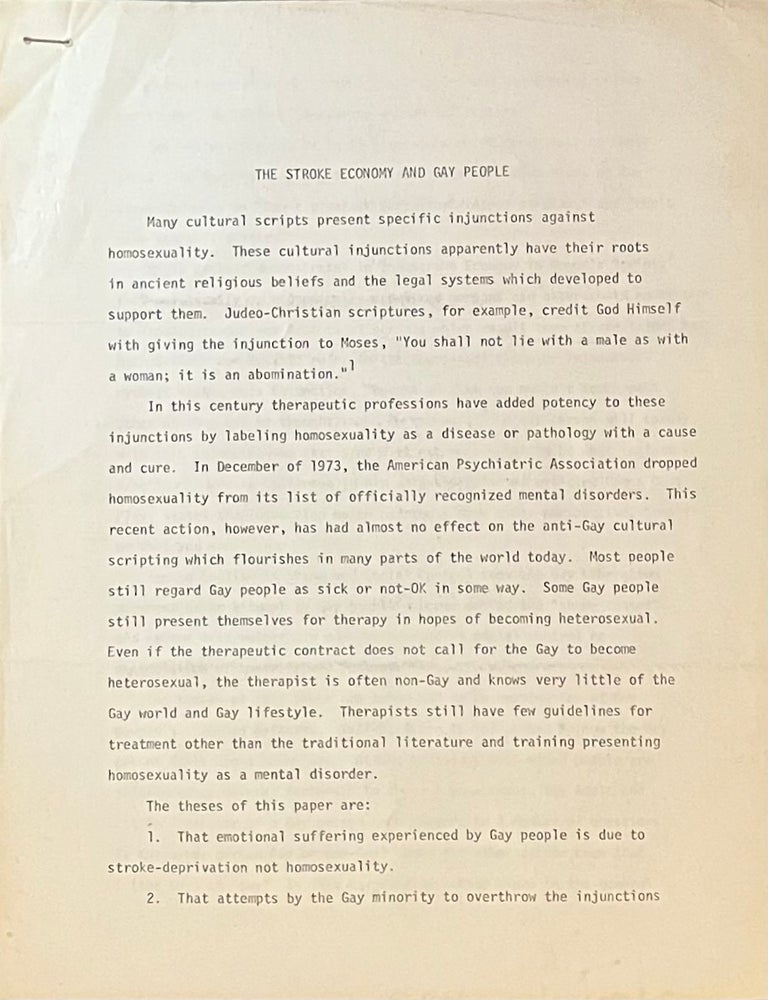 Item #321202523 The Stroke Economy and Gay People. B A. Aiken.