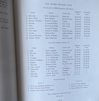 Racing in Nina: 1947: Stamford-Vineyard; 1948: Block Island, Glen Cove to Port Jefferson, Port Jefferson to Glen Cove, Glen Cove to Newport, Bermuda, Stamford-Vineyard