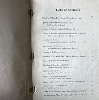 Proceedings of the Second Imperial Klonvokation Held in Kansas City, Missouri Sept. 23, 24, 25 and 26, 1924