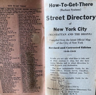 The How-To-Get-There [Barkan System] Street Directory of Manhattan & Bronx New York Common Sense Guide with Map