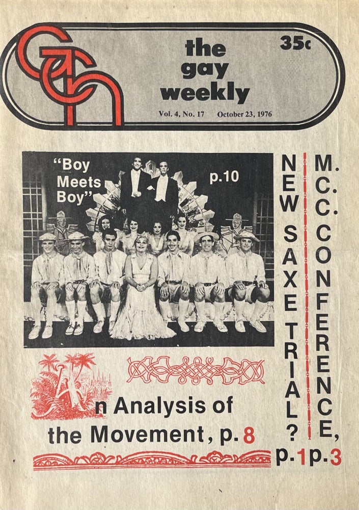 Item #405243 GCN Gay Community News,Ê The Gay Weekly; Vol. 4., No. 17, October 23, 1976: An Analysis of the Movement. Managing Lyn Rose.