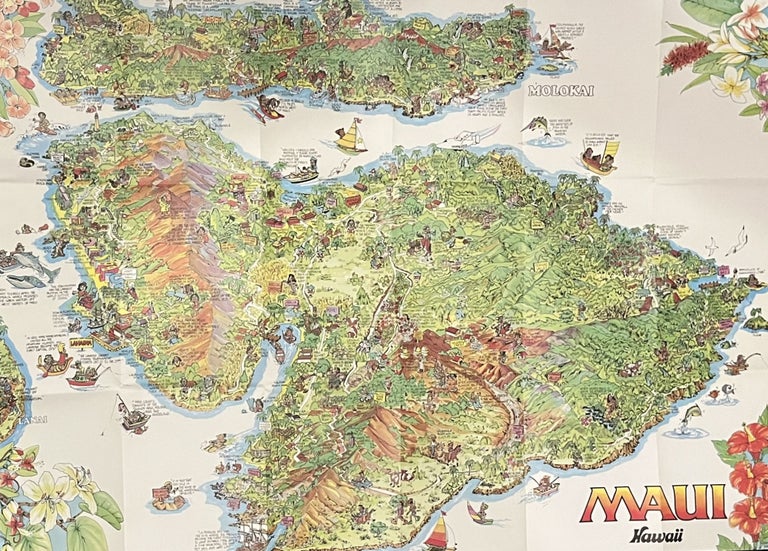 Item #427270 Souvenir Pictorial Poster Map of Maui, Hawai'i. Kim Forrest.