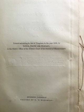 Introduction and Early Progress of the Cotton Manufacture in the United States [Inscribed and Signed]