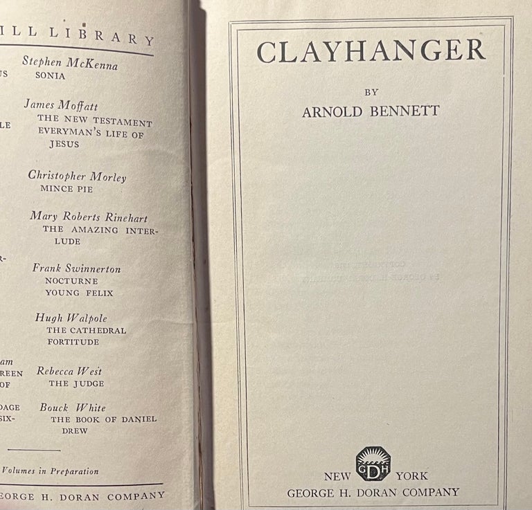 Item #501235 Clayhanger. Arnold Bennett.