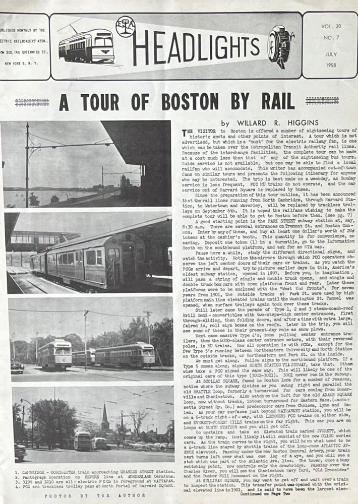 Item #504239 Headlights: The Magazine of Electric Railways, July 1958, Vol. 20, No. 7. Jack May.
