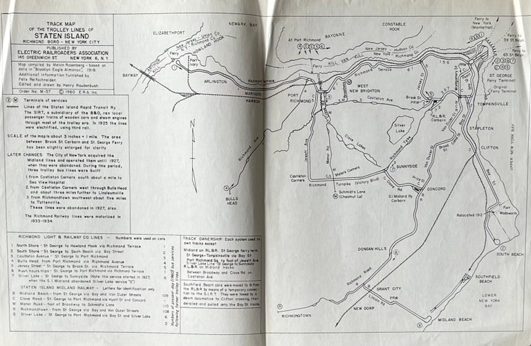 Item #504259 Track Map of the Trolley Lines of Staten Island, Richmond Boro, New York City. Melvin Rosenberg.