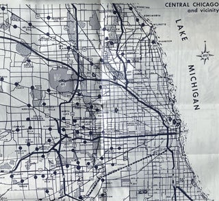 Item #504262 Map of Chicago and Vicinity/Guide to restaurants and Motels. Avis Rent-A-Car