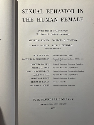 Sexual Behavior in the Human Female
