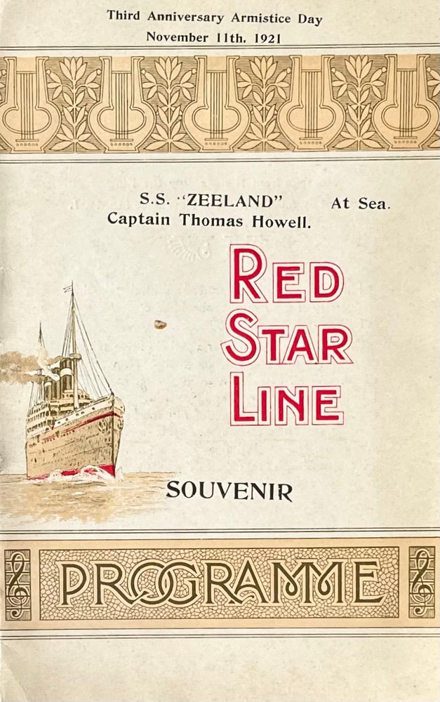 Item #507233 S.S. "Zeeland" Red Star Line Souvenir Programme for the Third Anniversary of Armistice Day, November 11, 1921