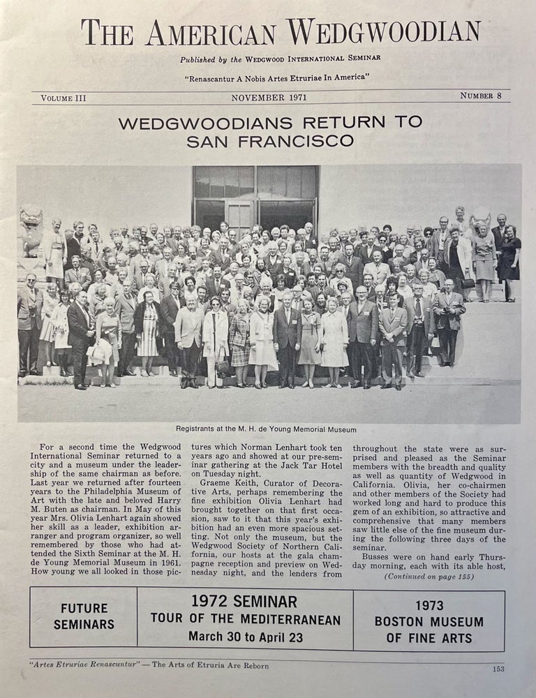 Item #5072411 The American Wedgwoodian, Vol. III, Number 8, November 1971. MD Lloyd E. Hawes.