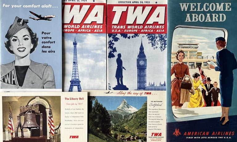 Item #507243 A Grouping of Mid-20th Century Airline Ephemera. American Airlines, Trans World Airlines.